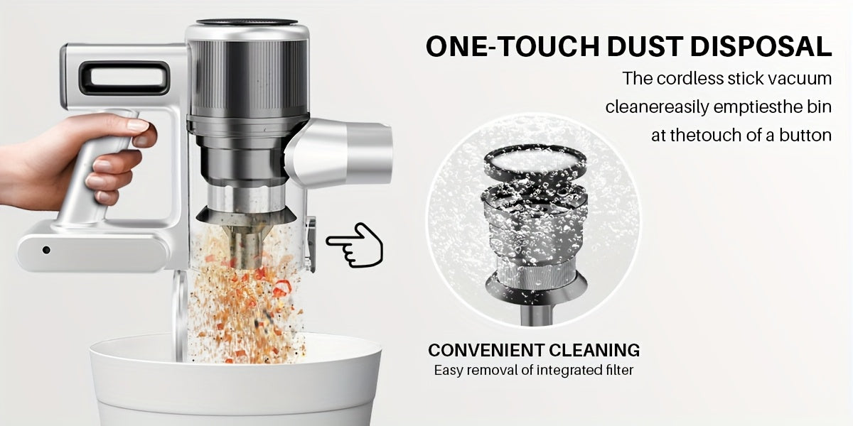 Cordless Vacuum Cleaner, 45-70Kpa Powerful Stick Vacuum with 45min Runtime, 50.72oz Dust Cup, Rechargeable/Wireless Vacuum for Hardwood Floor Carpet