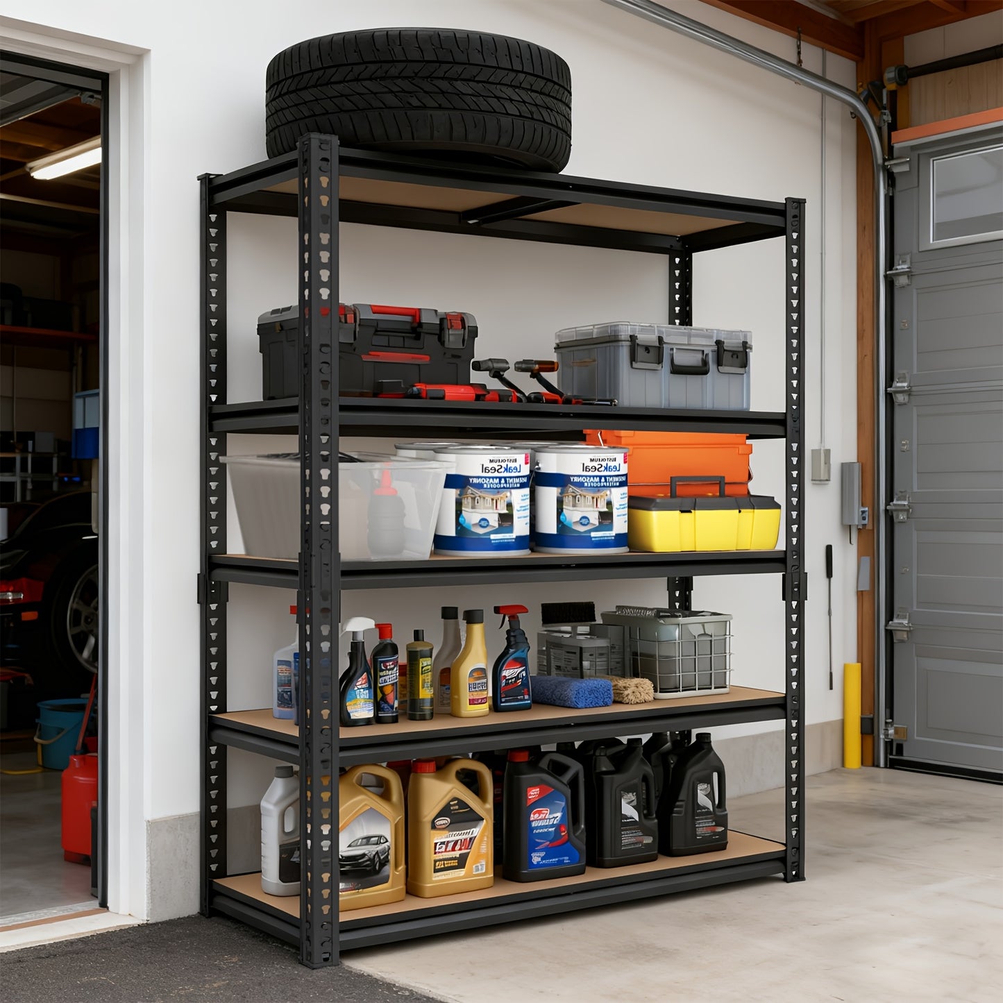 2000/3030LBS Metal Storage Shelving Unit, Utility Rack Shelf, 60/72"Heavy Duty Garage Shelving 5 Tier Adjustable