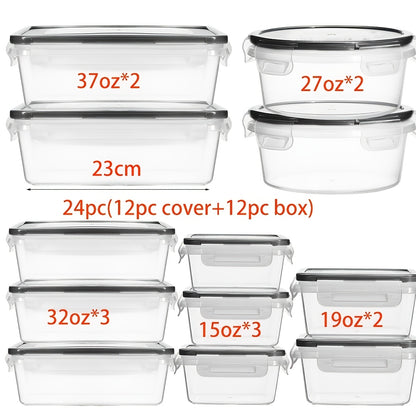 24/48/50pcs Premium Food Storage Container Set - High Quality, BPA-Free, Leak-Proof Design, Easy-Lock Lids, Stackable, Microwave Safe -