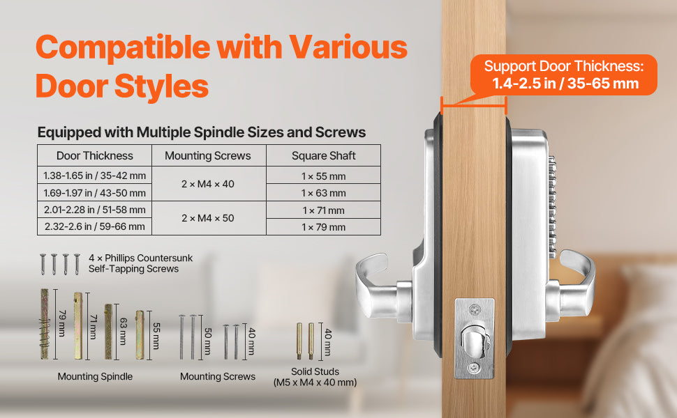 Mechanical Keyless Entry Door Lock 14 Key