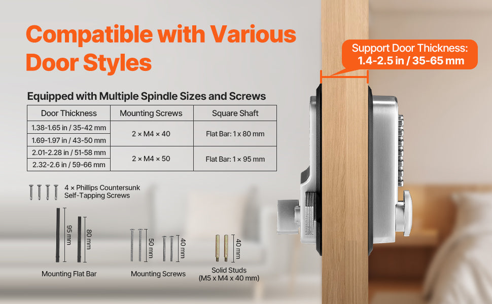 Mechanical Keyless Entry Door Lock 14 Key