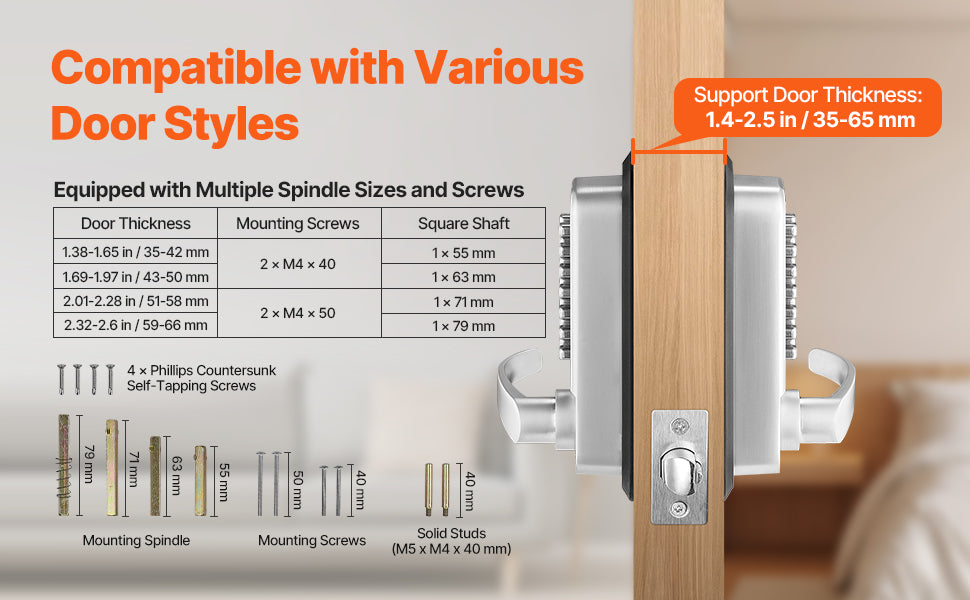 Mechanical Keyless Entry Door Lock 14 Key