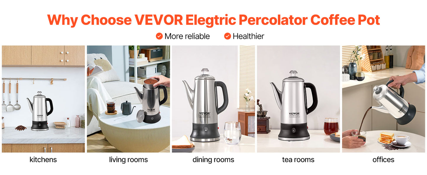 12-Cup Electric Percolator Coffee Pot w/ Keep Warm Function