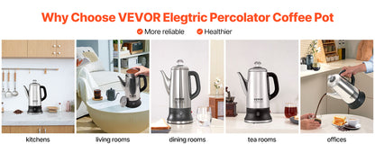 12-Cup Electric Percolator Coffee Pot w/ Keep Warm Function