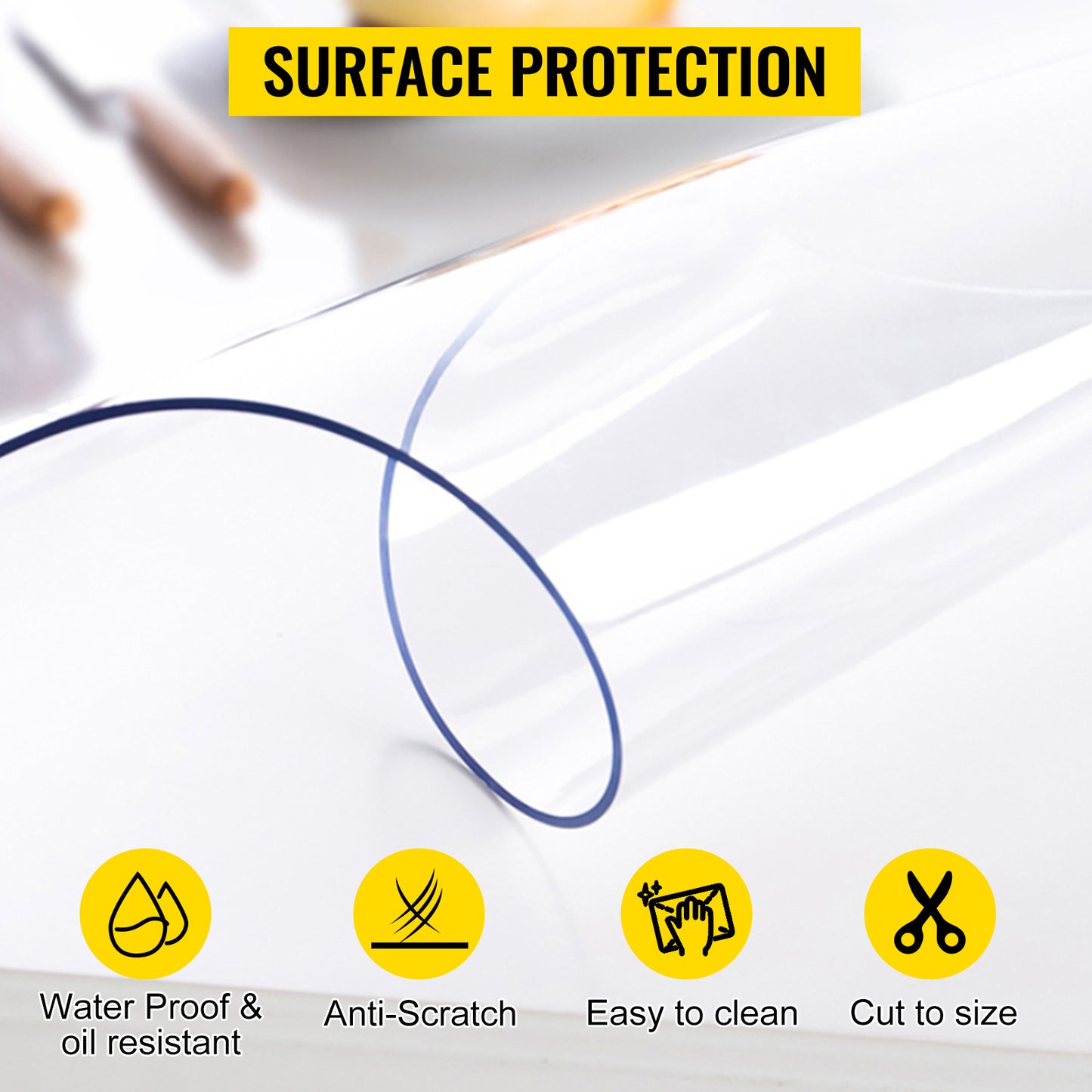 1.5-2mm PVC Tablecloth Transparent Clear Cover