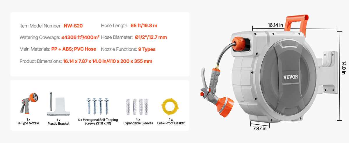 Retractable Garden Hose Reel Wall Mounted