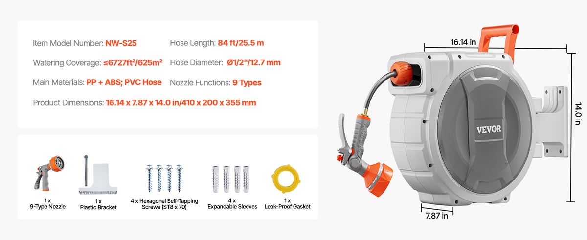 Retractable Garden Hose Reel Wall Mounted