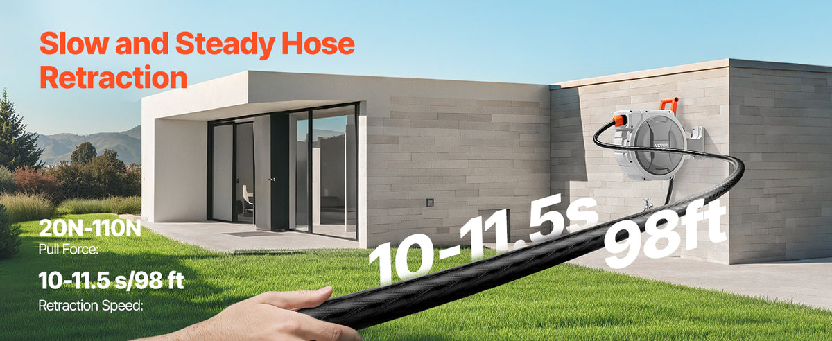 Retractable Garden Hose Reel Wall Mounted