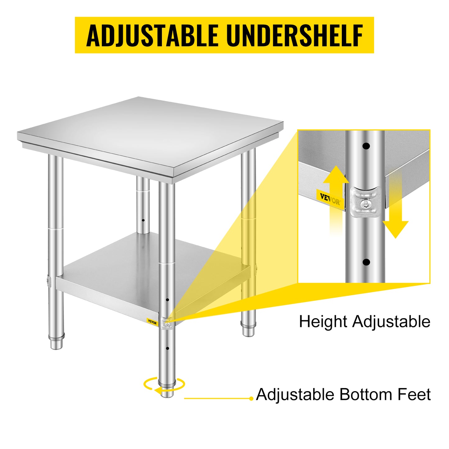 Stainless Steel Kitchen Work Bench w/Undershelf