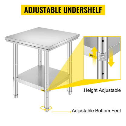 Stainless Steel Kitchen Work Bench w/Undershelf