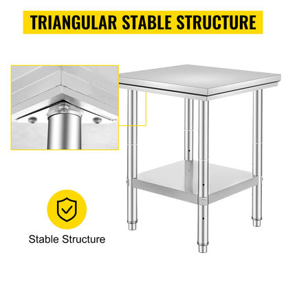 Stainless Steel Kitchen Work Bench w/Undershelf