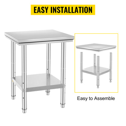 Stainless Steel Kitchen Work Bench w/Undershelf