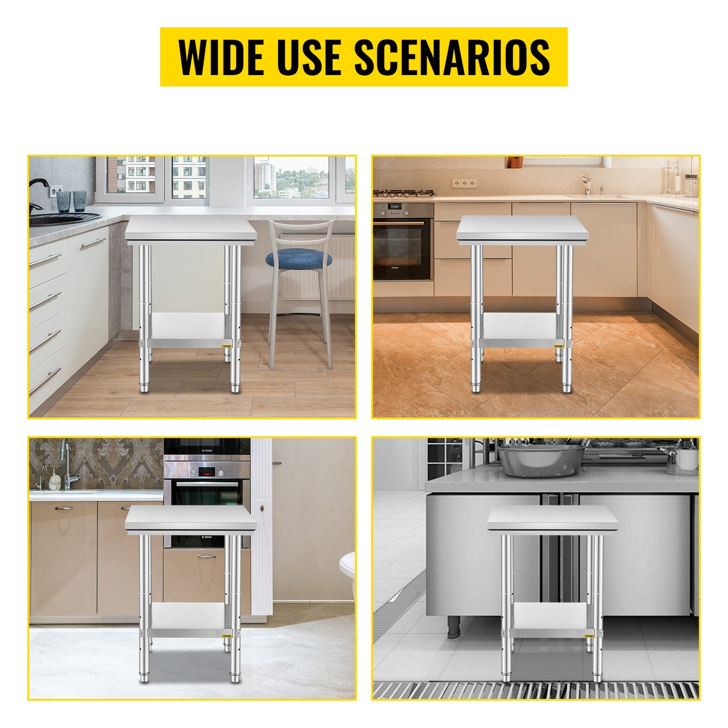 Stainless Steel Kitchen Work Bench w/Undershelf