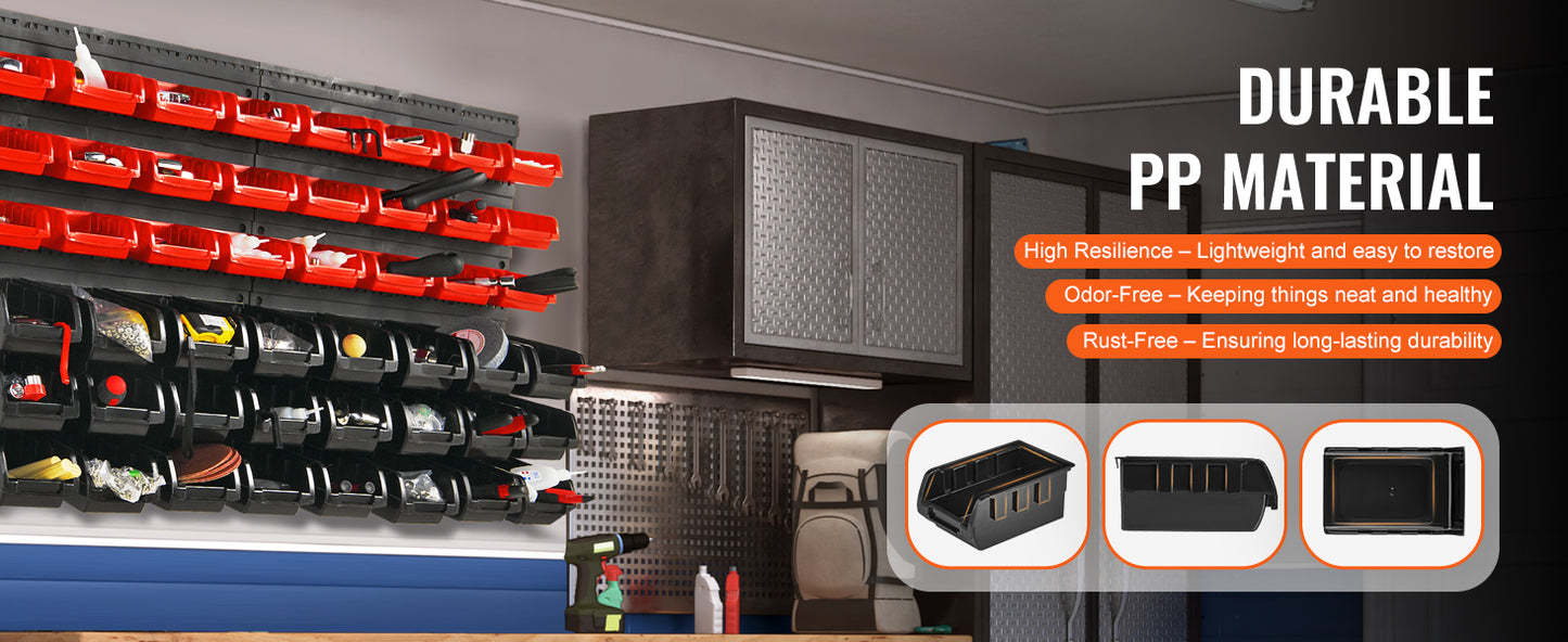 Wall Mounted Garage Containers with Wall Panels Tool Organizer for Nuts Bolts Screws Nails-48 drawer
