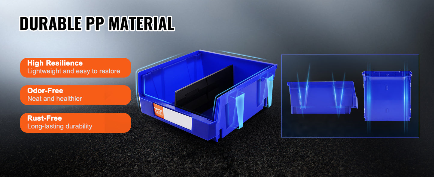 Organizer Bin Stacking Containers for Garage/Office-6pcs Garage Storage Bin