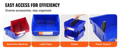 Organizer Bin Stacking Containers for Garage/Office-6pcs Garage Storage Bin