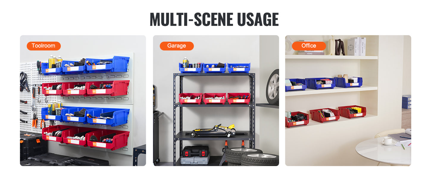 Organizer Bin Stacking Containers for Garage/Office-6pcs Garage Storage Bin