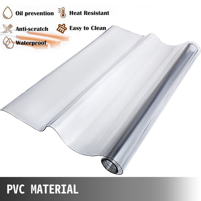 PVC Tablecloth Transparent 1.5mm- 2mm Waterproof/Oilproof Plastic Cover