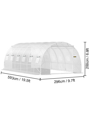 20x10x7/15x7x7 ft Tunnel/Greenhouse w/Galvanized Steel Hoops