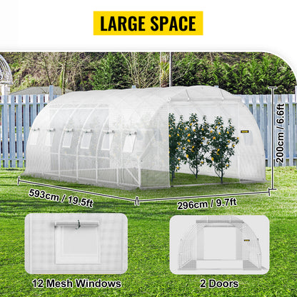 20x10x7/15x7x7 ft Tunnel/Greenhouse w/Galvanized Steel Hoops