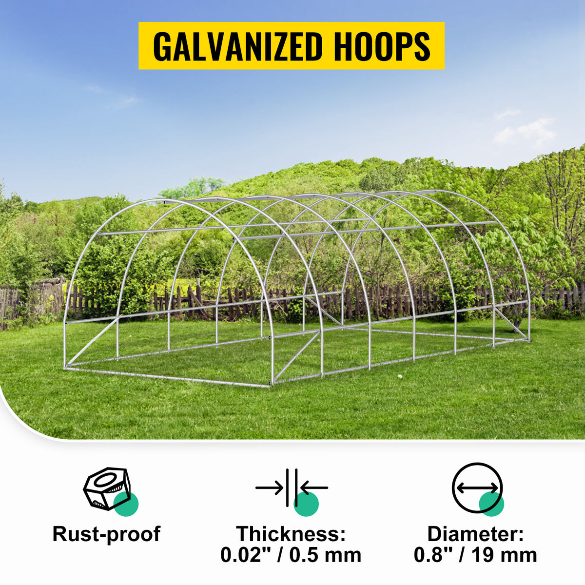 20x10x7/15x7x7 ft Tunnel/Greenhouse w/Galvanized Steel Hoops