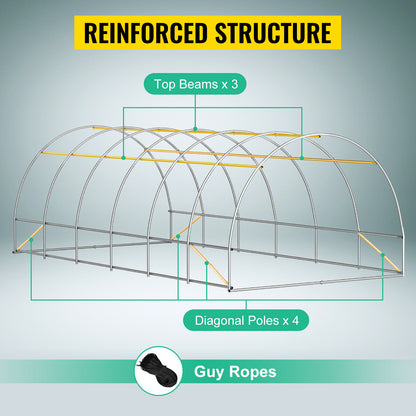 20x10x7/15x7x7 ft Tunnel/Greenhouse w/Galvanized Steel Hoops